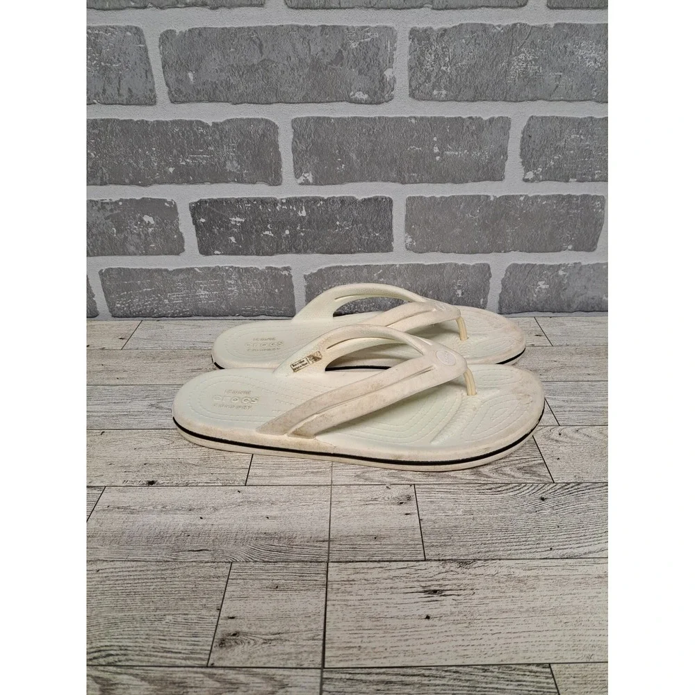 Crocs Crocband Flip Flops‎ Sandals Outdoor Women's White Size 9